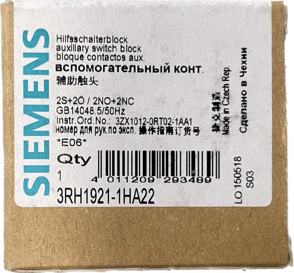 Siemens Hilfsschalterblock 3RH1921-1HA22
