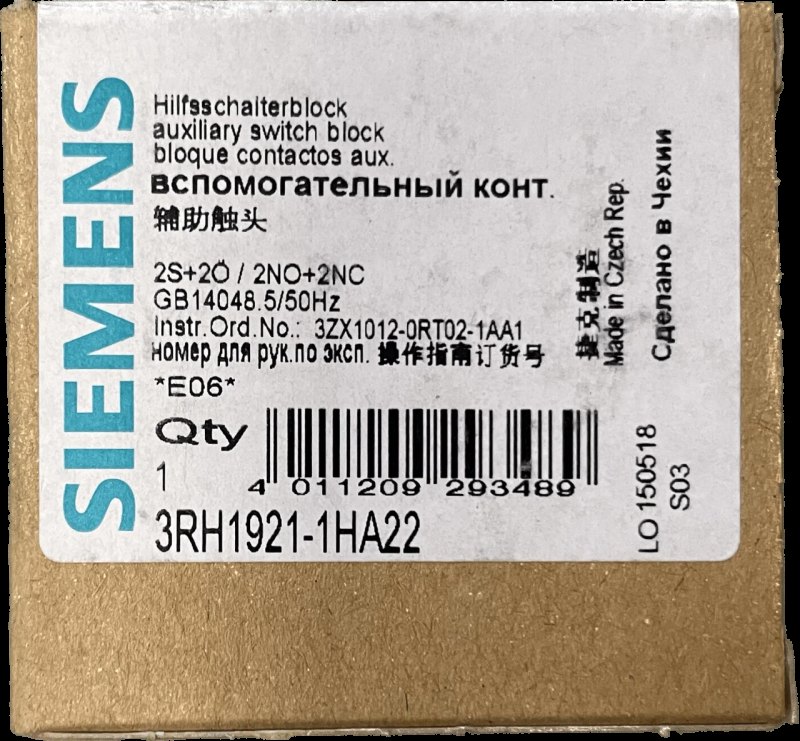 Siemens Hilfsschalterblock 3RH1921-1HA22