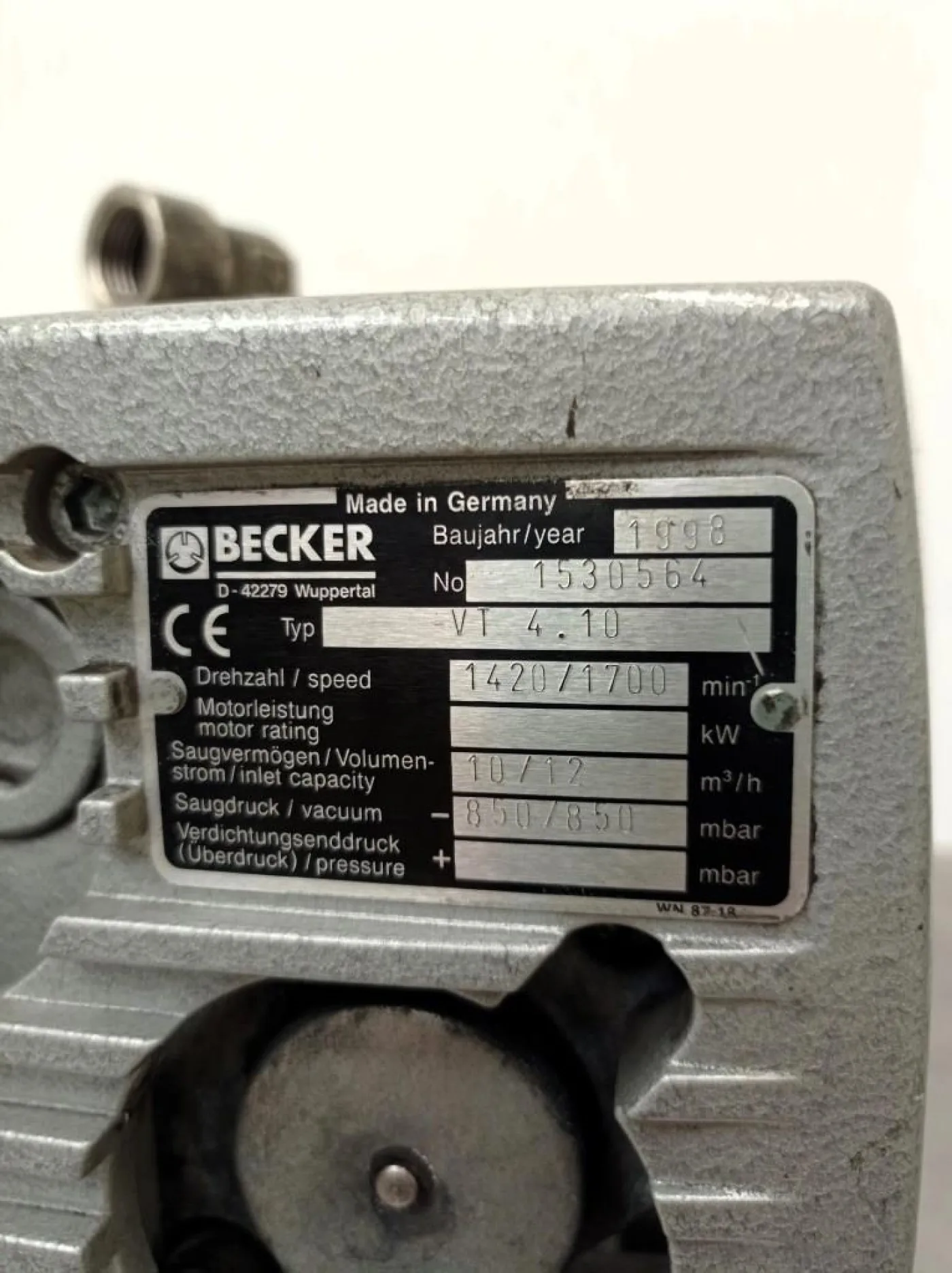 POMPA DA VUOTO – BECKER – MOD. VT 4.10 - 4