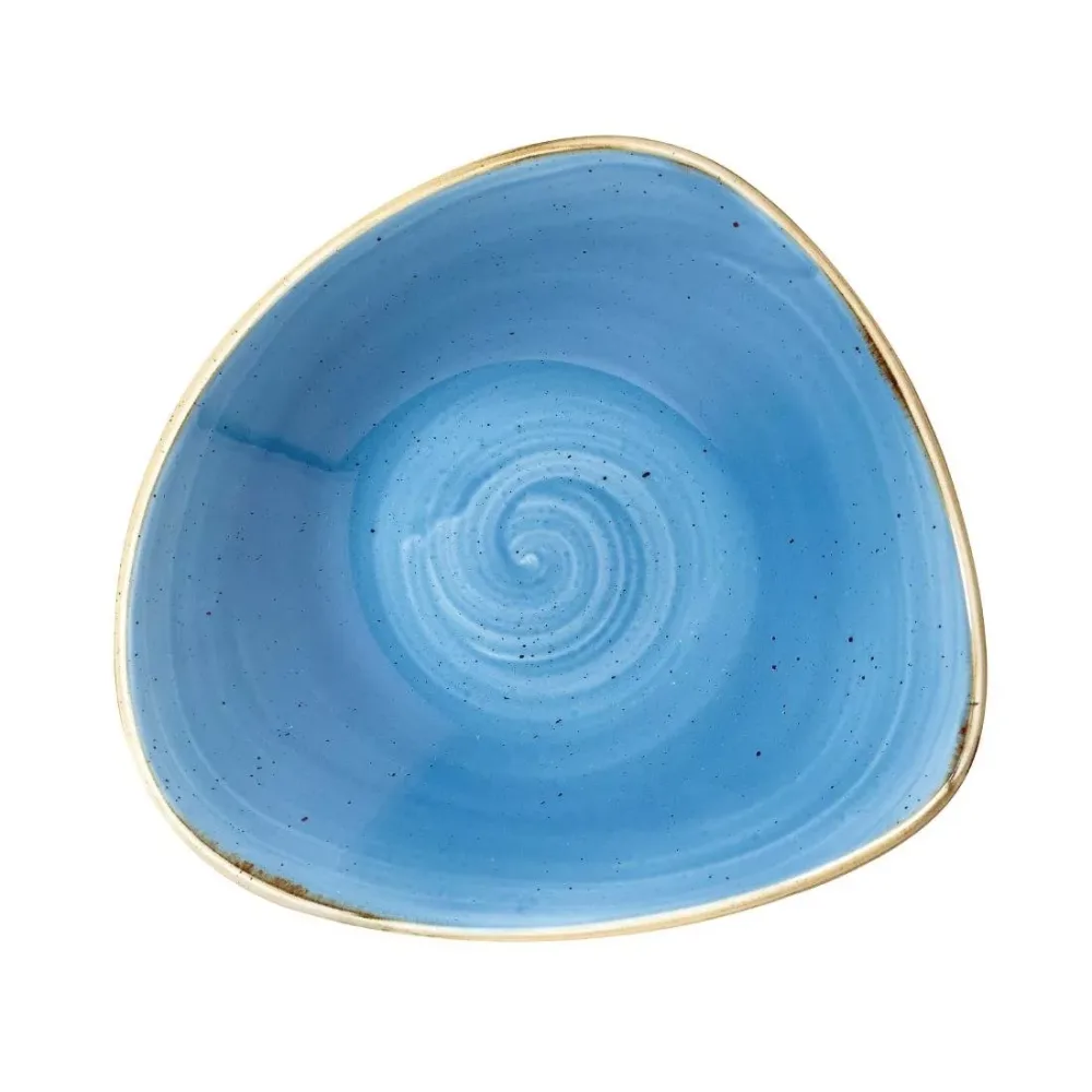 Churchill Stonecast Triangle Bowl Cornflower Blue 235mm (Pack of 12) - islandcatering