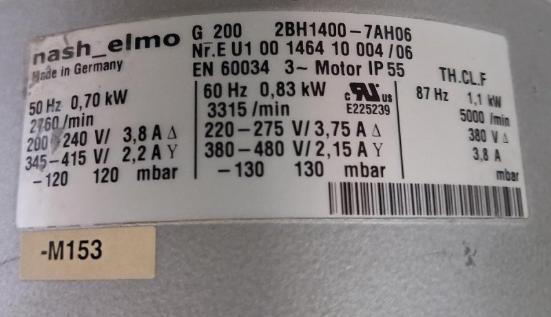 Siemens / Nash-Elmo 2BH1400-7AH06 Seitenkanalverdichter / Vakuumpumpe