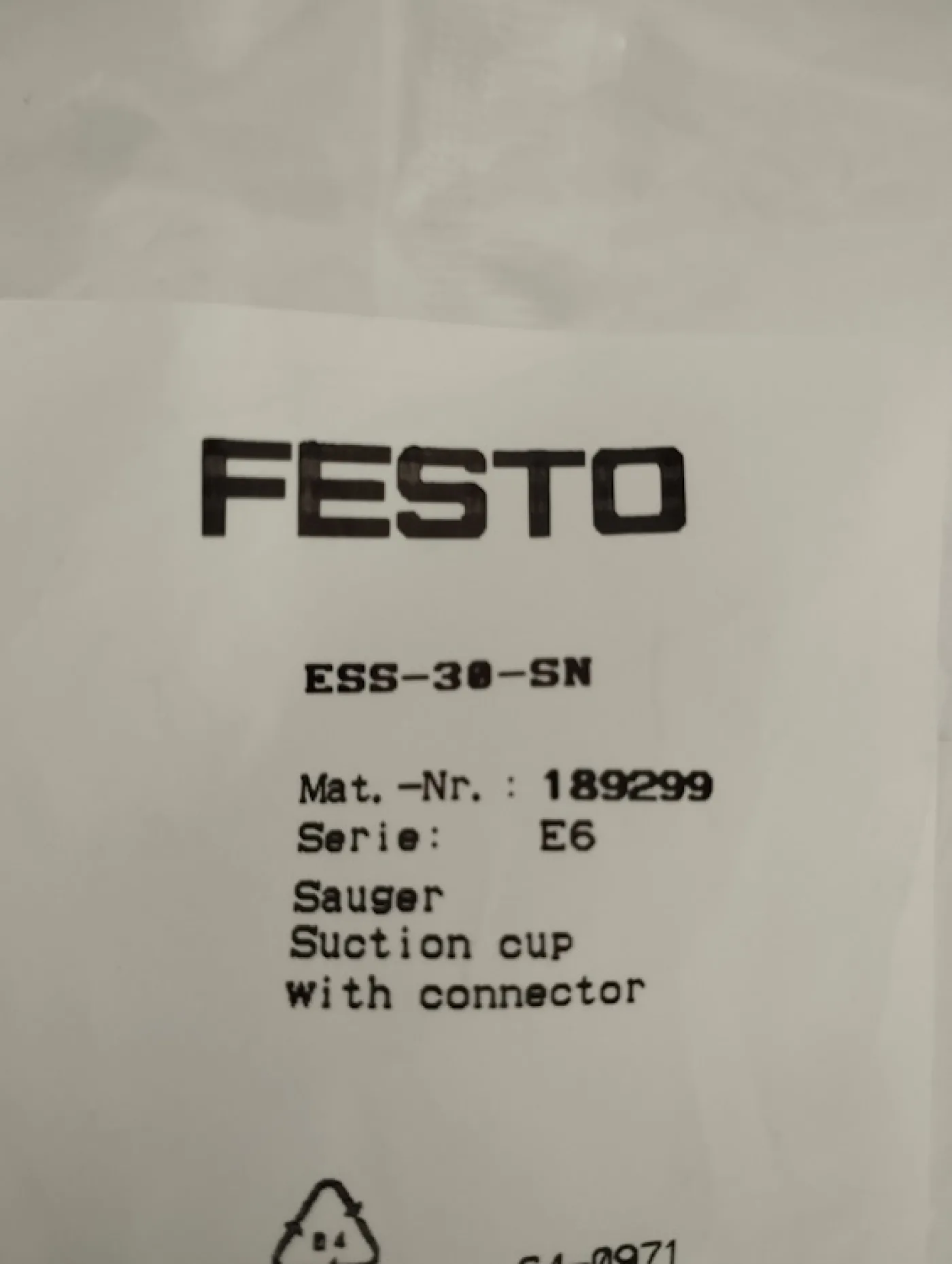 Festo Sauger mit Connector ES-30-SN Nr. 189299 - 3