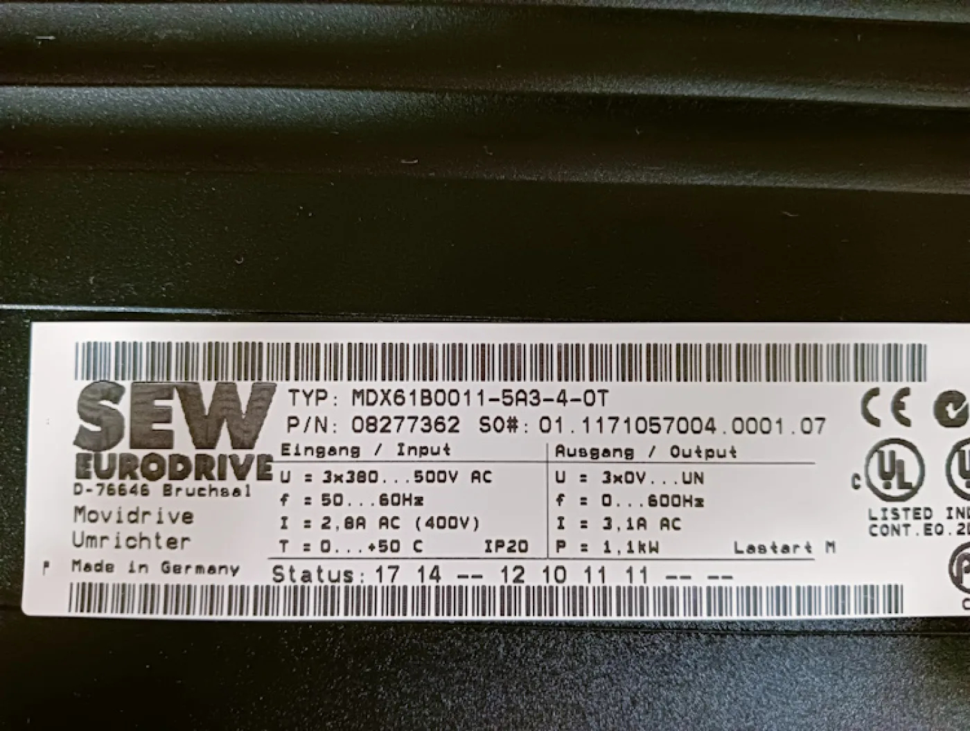 SEW Antriebsumrichter Movidrive Nr. MDX61B0011-5A3-4-OT - 4