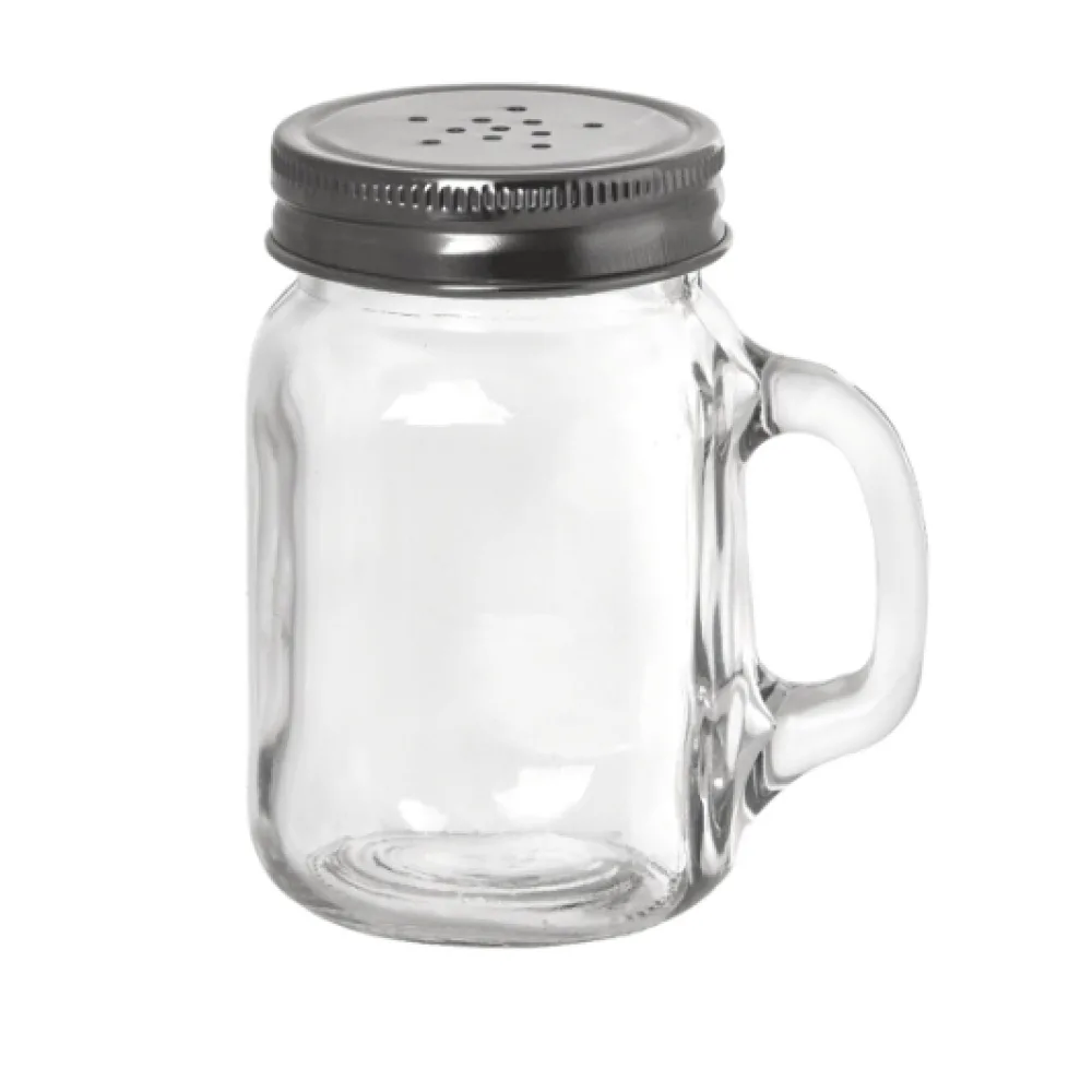 Table Craft 140ml Mason Salt and Pepper Shakers, Glass with Stainless Steel Top x 6 - islandcatering