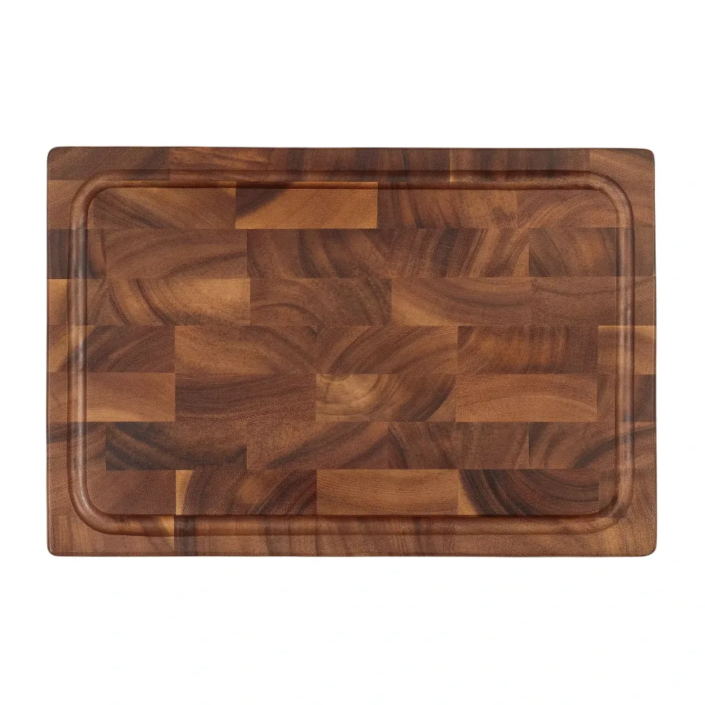 Tala Dual Purpose Rectangular End Grain Board w Groove in Lacquered Acacia - islandcatering