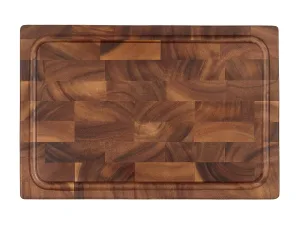 Tala Dual Purpose Rectangular End Grain Board w Groove in Lacquered Acacia - islandcatering