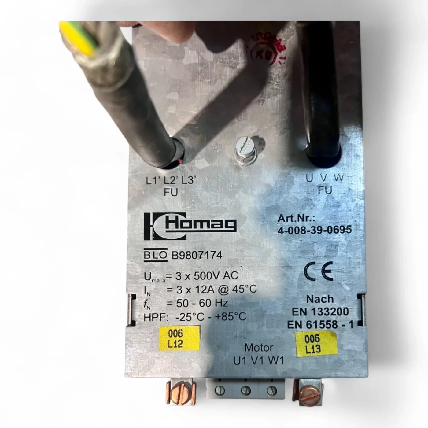 HOMAG Funkentstörfilter BLO B9807174 3x500 V AC 12 A – Artikelnummer 4-008-39-0695 - 2