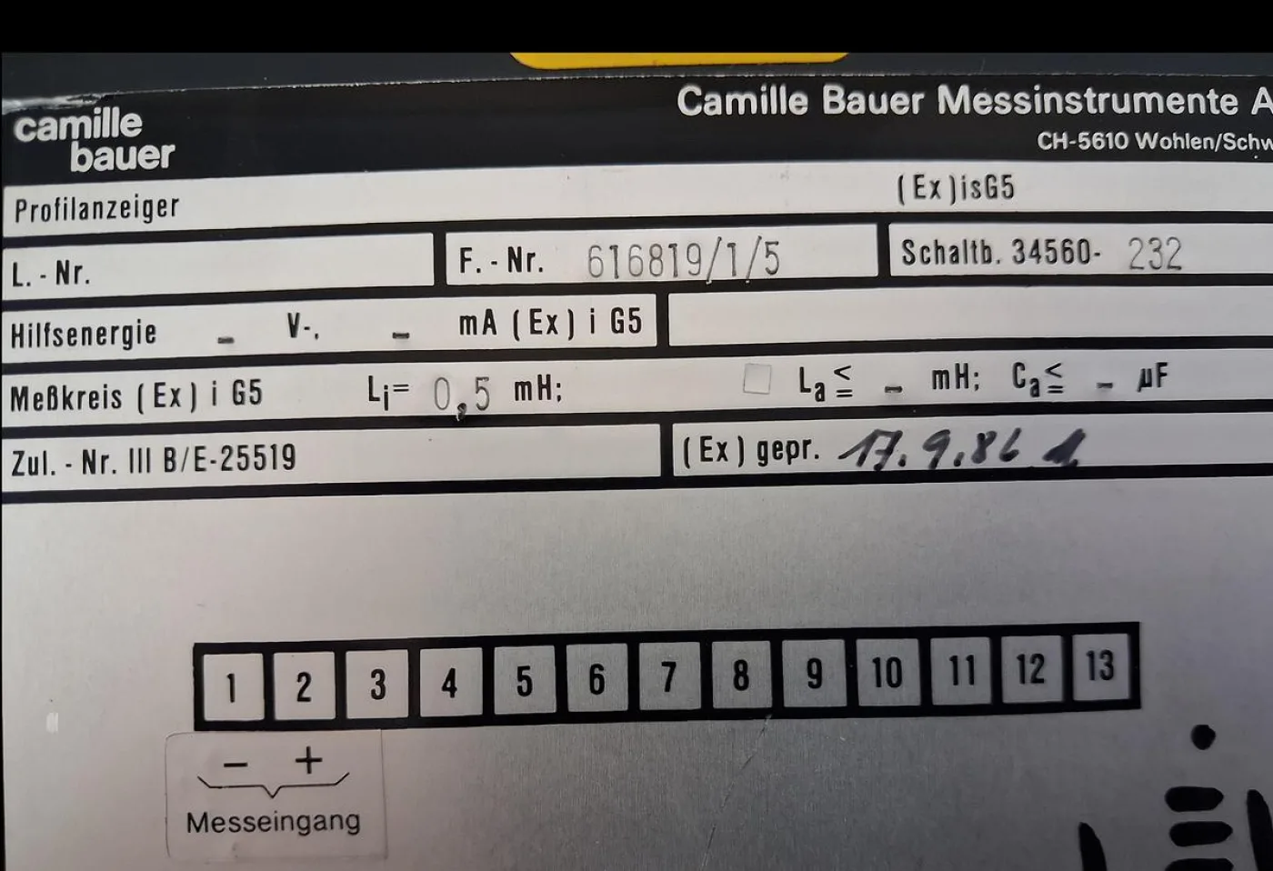 Camille Bauer Messspulinstrument 0–20 mA Schalttafeleinbau - 6