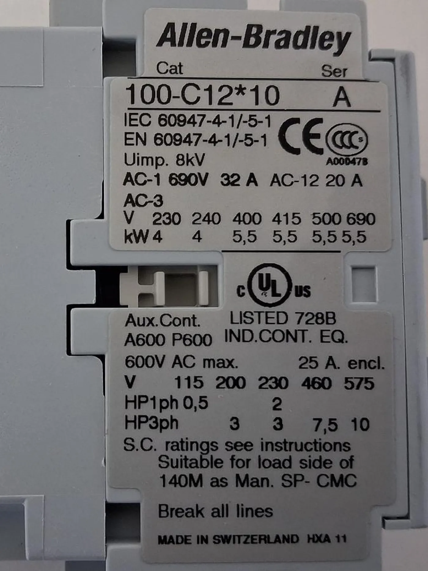 Allen-Bradley 100-C12K10 Leistungsschütz / Contactor - 3