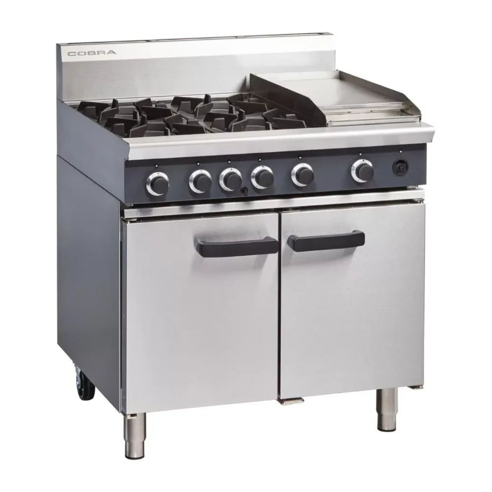 Blue Seal Cobra Natural Gas Range 4 Burner Static Oven with Griddle CR9C/N - islandcatering