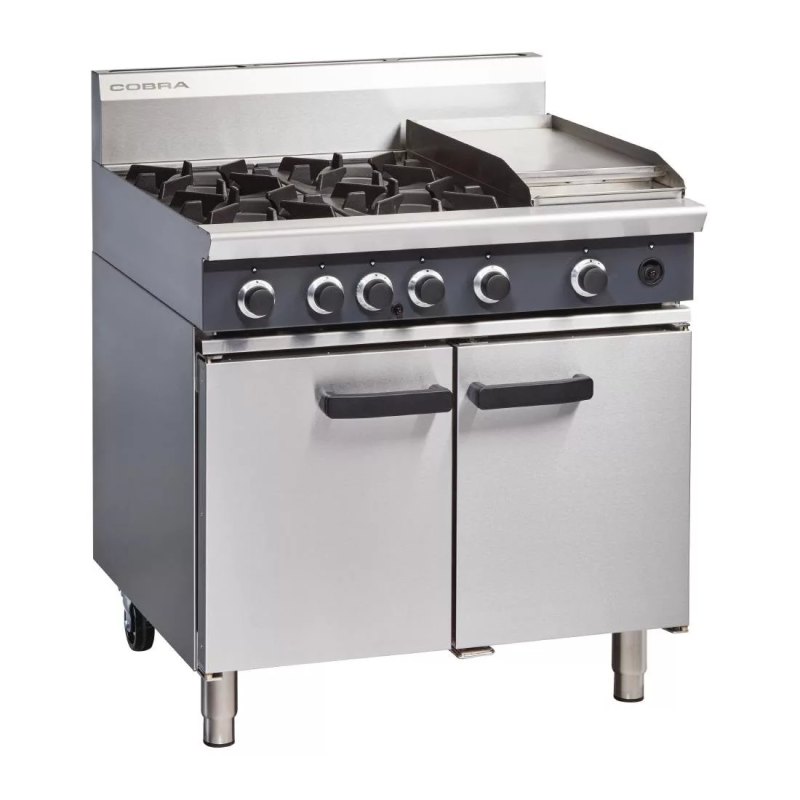 Blue Seal Cobra Natural Gas Range 4 Burner Static Oven with Griddle CR9C/N - islandcatering