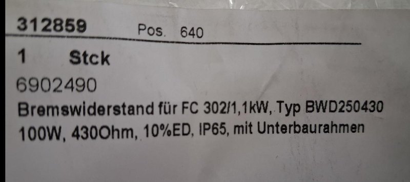 Koch BWD250430 Bremswiderstand 100 W 430 Ω IP65 – Neuware