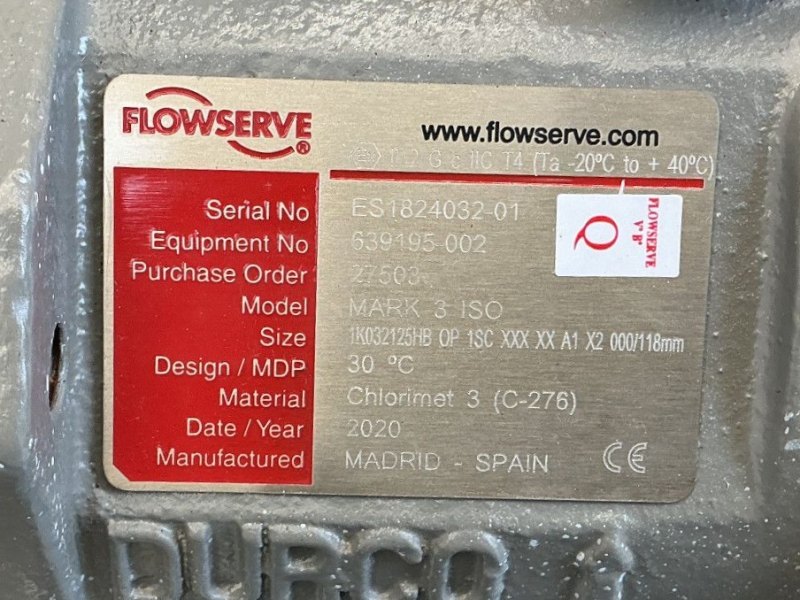 Flowserve Durco Mark 3 ISO (Hastelloy; Ex; unused) - Centrifugal Pump