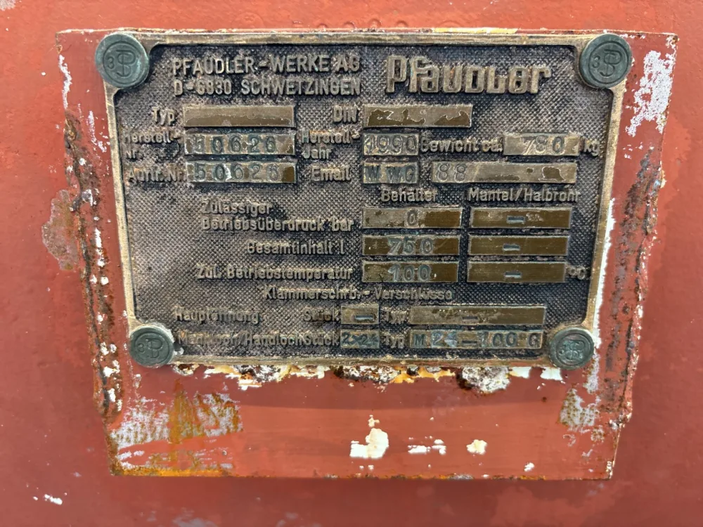 Pfaudler-werke 750 l - Horizontal tank