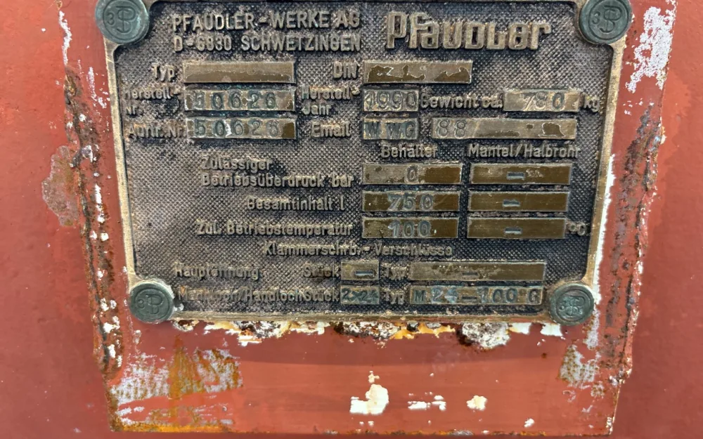 Pfaudler-werke 750 l - Horizontal tank