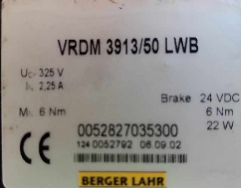 2002 Berger Servo Motor VRDM3913/50LWB