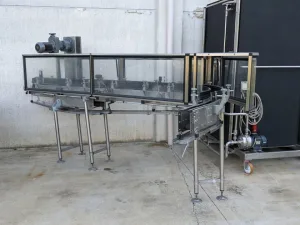 CONVEYOR BELT IN STAINLESS STEEL, BRAND ACMI, WITH SIDE PASSAGE, SECOND-HAND EQUIPMENT
