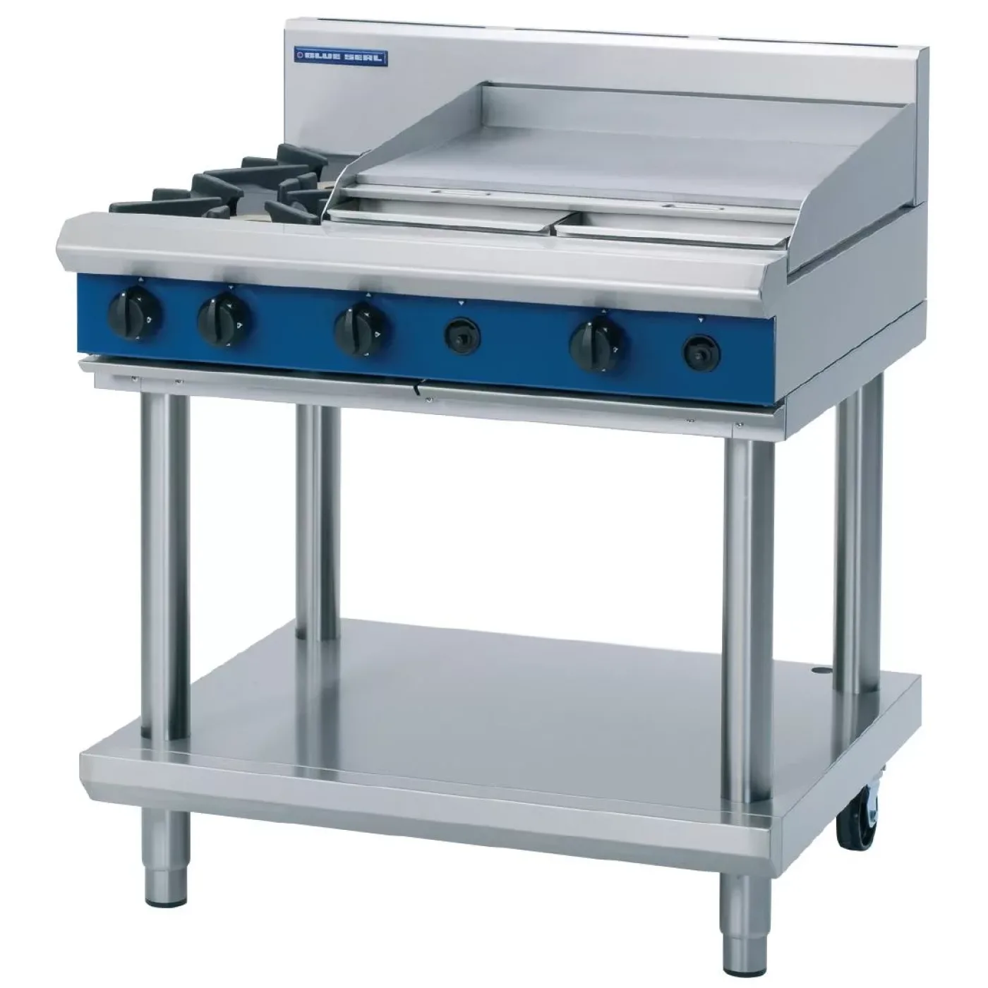 Blue Seal Evolution Cooktop 2 Open/1 Griddle Burner LPG on Stand 900mm G516B-LS/L - islandcatering - 1