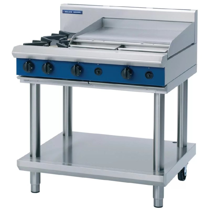 Blue Seal Evolution Cooktop 2 Open/1 Griddle Burner LPG on Stand 900mm G516B-LS/L - islandcatering