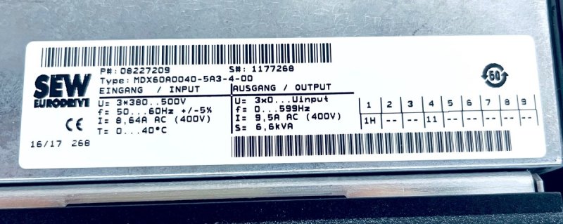 SEW Eurodrive MDX61B0040-5A3-4-0T Movidrive B Umrichter