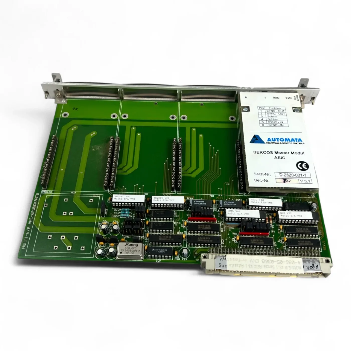 HOMAG MULTI-E/A VME-GRUNDKARTE Multi E/A V2.1 Sercos ASIC V3.1 Automata Art.-Nr. 4-086-05-0368 - 1