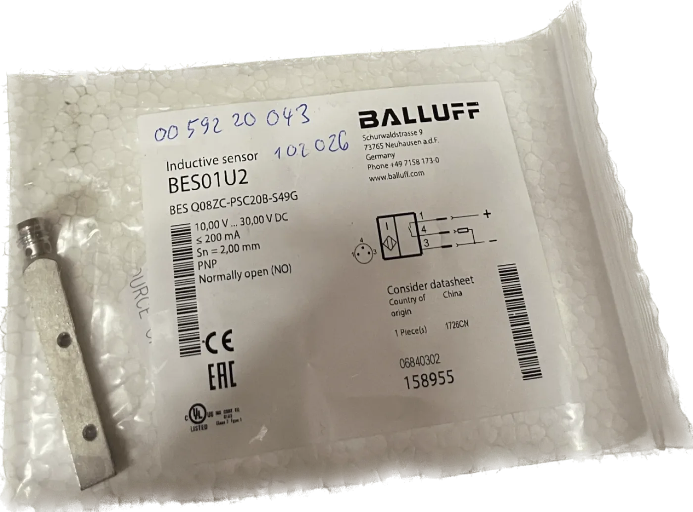 BALLUFF Induktive Standardsensoren mit Vorzugstypen BES Q08ZC-PSC20B-S49G - 1