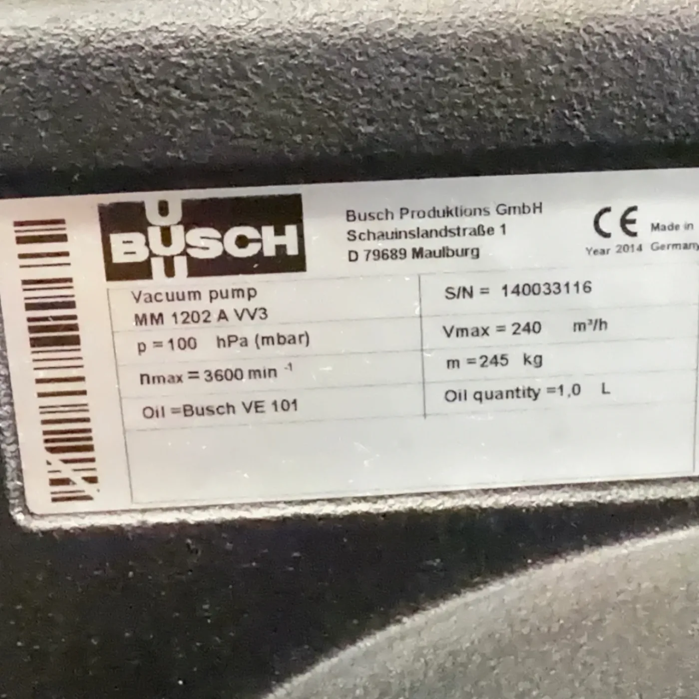 Busch Mink MM 1202 Vakuumpumpe AV Art.-Nr. MM1202AV - 8