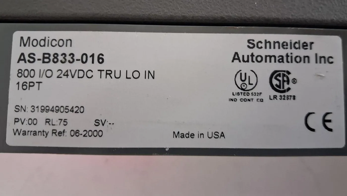 Modicon AS-B833-016 16-Point 24 VDC Digital Input Module - 4
