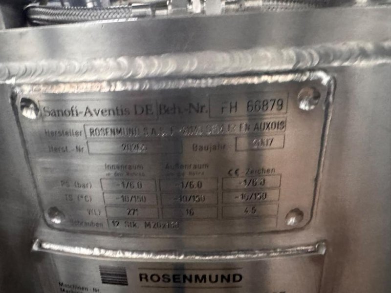 2007 Rosenmund Nutsche Filter Dryer RGFD 0.3 m²