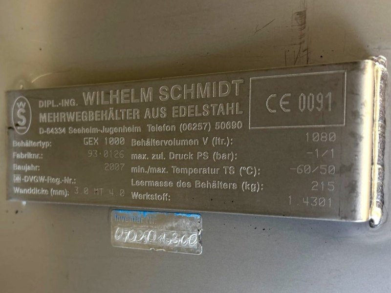 Wilhelm Schmidt GEX1000 — 1000 L - Pressure vessel
