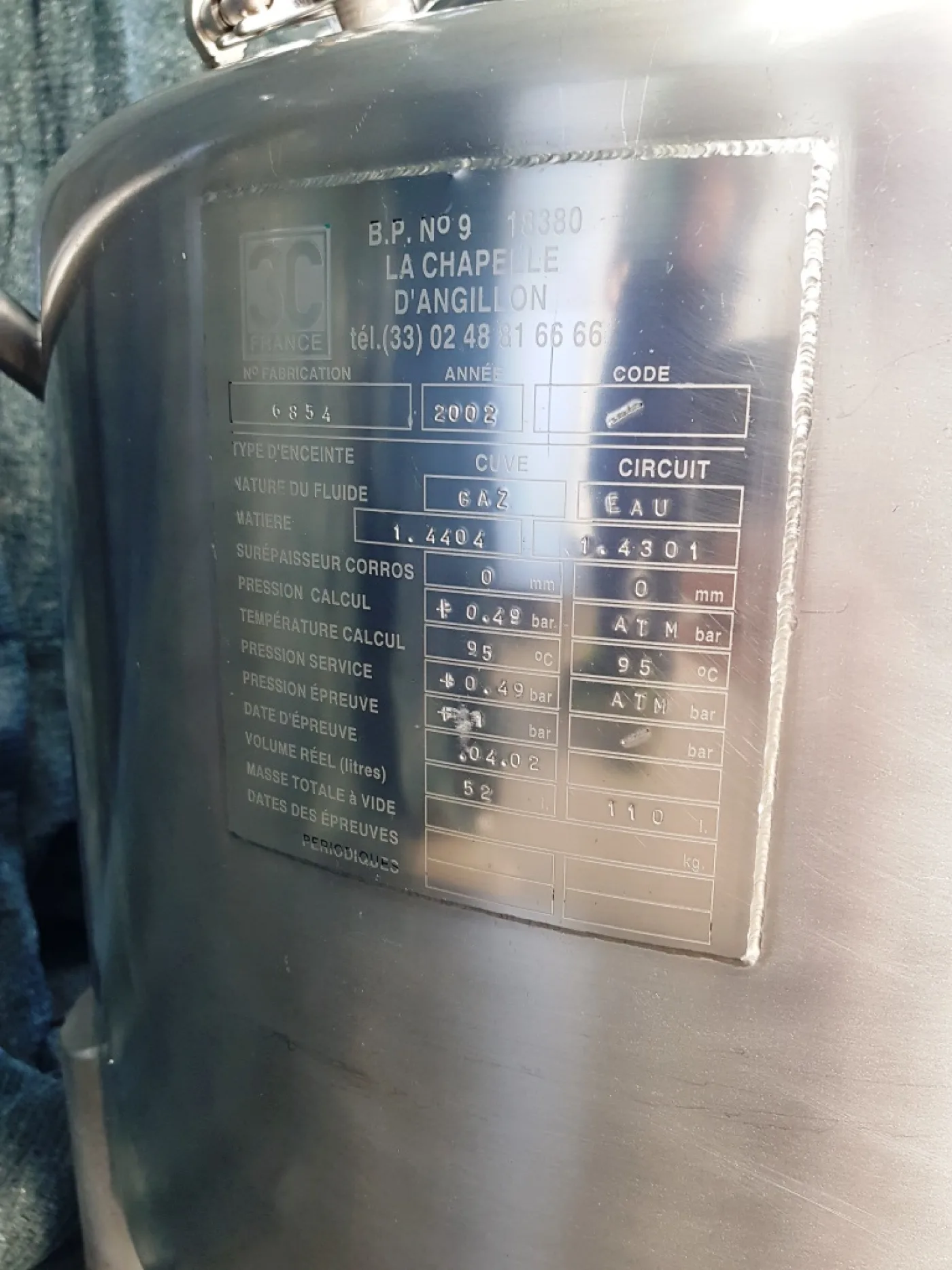 SERBATOIO BAGNOMARIA RISCALDATO – 3C FRANCE – MOD. 110 L - 8