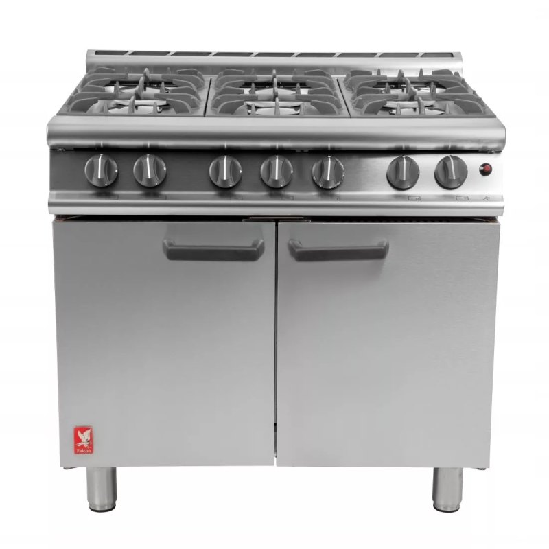 Falcon 6 Burner Dominator Plus Oven Range G3101 Natural Gas with Feet - islandcatering