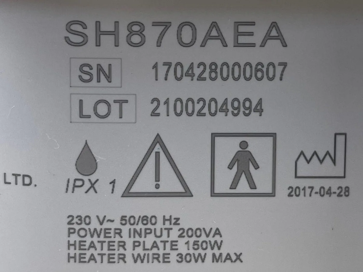 Fisher & Paykel HumiGard Humidifier REF: SH870AEA YOM: 2017 - 2 Pieces - 7