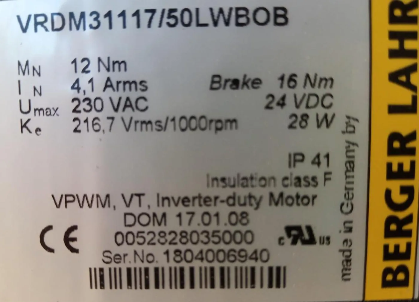 Berger Servo Motor mit ROBA-stop-M VRDM31117/50 LWBOB - 2