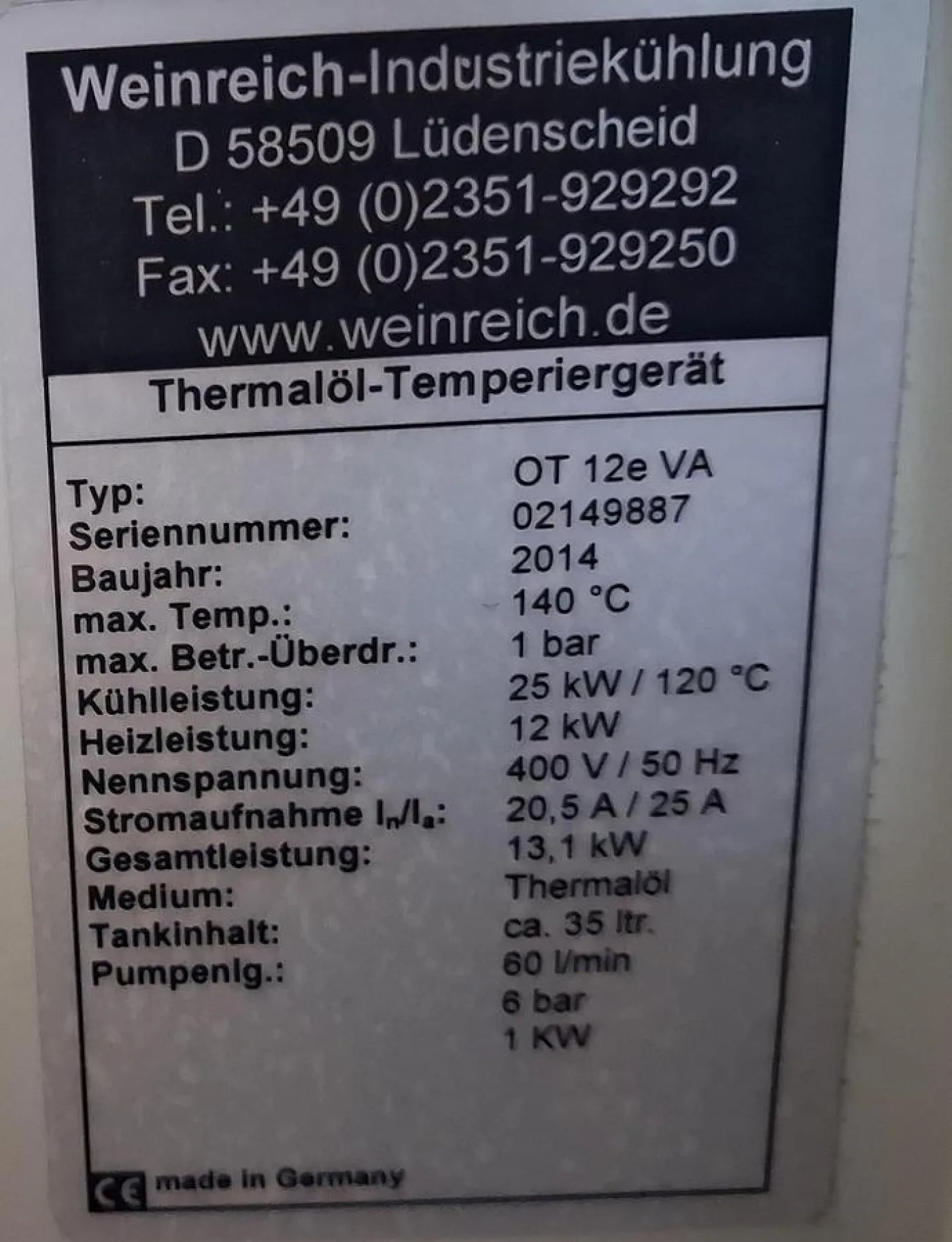 Weinreich OT 12E VA Thermoöl-Temperiergerät - 3