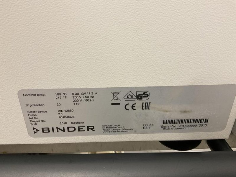 2018 Binder BD56 Incubator