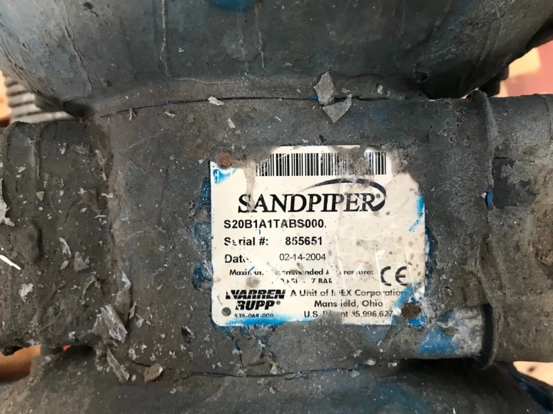 USED DOUBLE DIAPHRAGM PUMP AIR OPERATED AODD SANDPIPER S20 B1A1TABS000 WITH STAINLESS STEEL GAF FILTER 15 LITERS