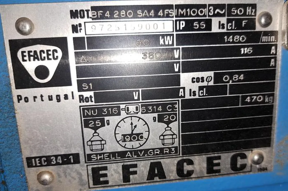 Motor elétrico EFACEC 60 Kw