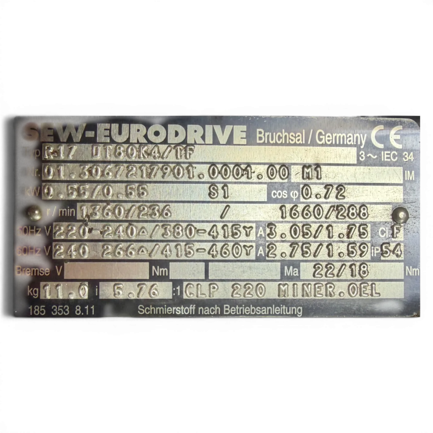 SEW EURODRIVE Getriebemotor R17 DT80K4/TF Art.-Nr. R17DT80K4TF - 7