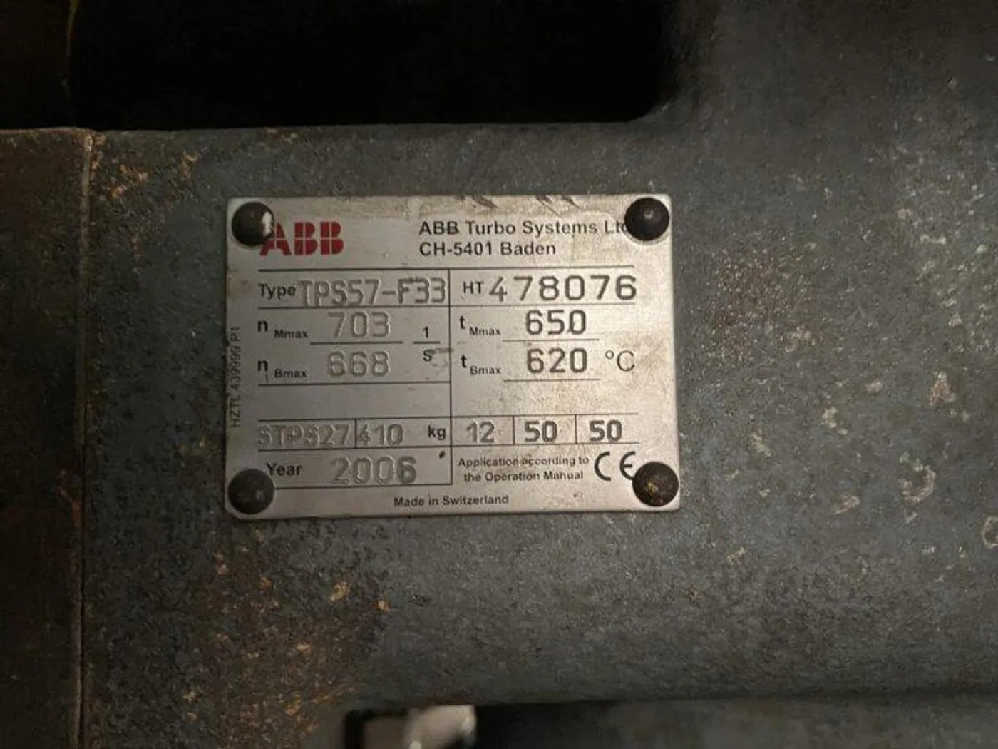 2006 ABB TPS57-F33 TURBOCHARGER - 6