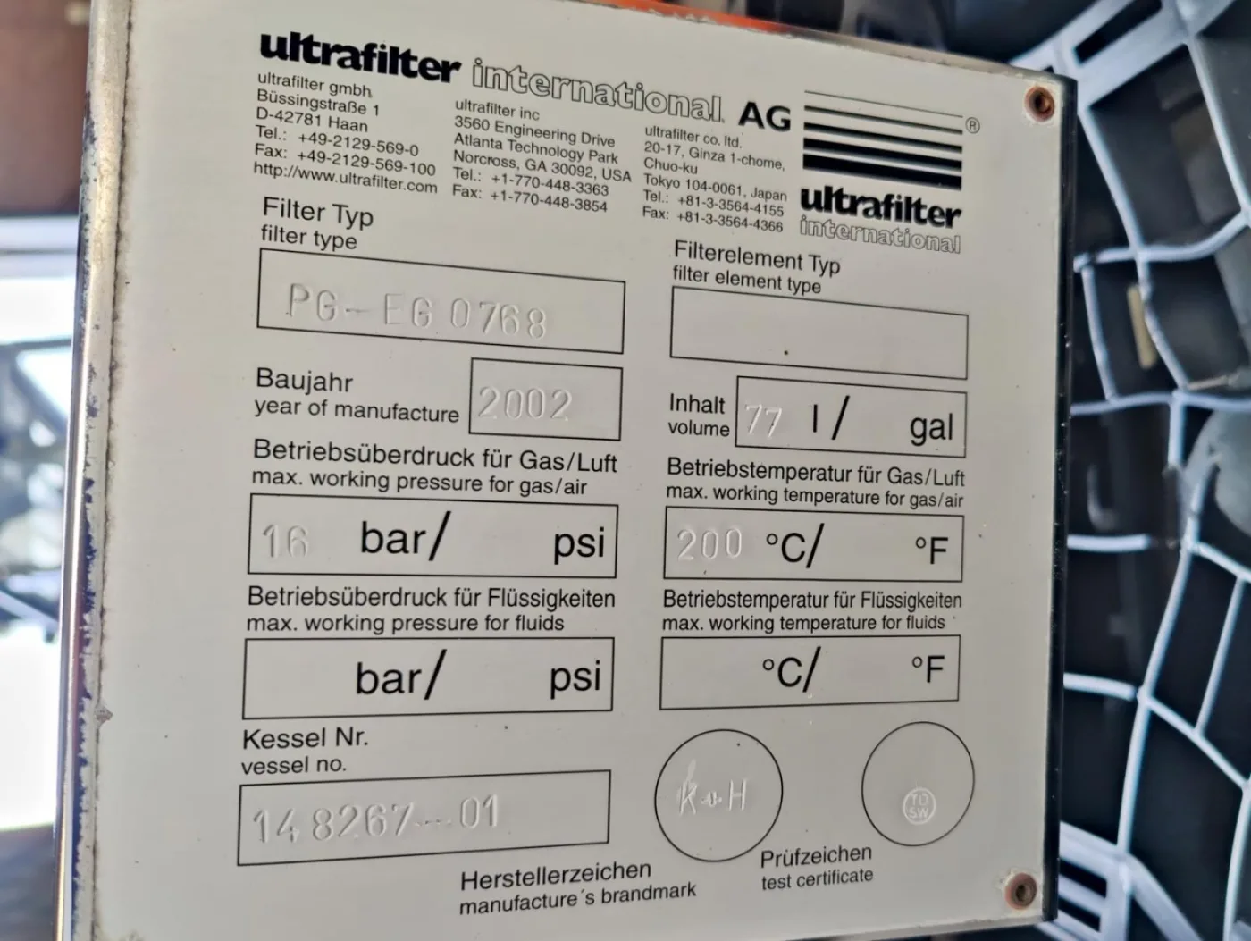 Ultrafilter Gas filter PG-EG 0768 - Candle filter - 6
