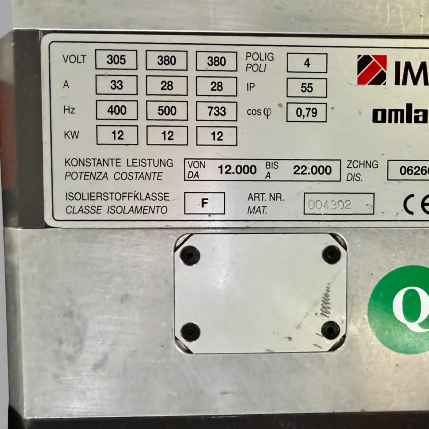 OMLAT IMA Hauptspindel 12 KW Motorspindel Elektrospindel ohne C-Achse Art.-Nr. 090073 - 2