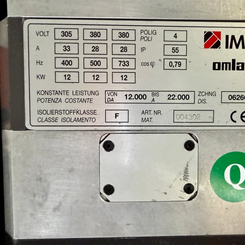 OMLAT IMA Hauptspindel 12 KW Motorspindel Elektrospindel ohne C-Achse Art.-Nr. 090073