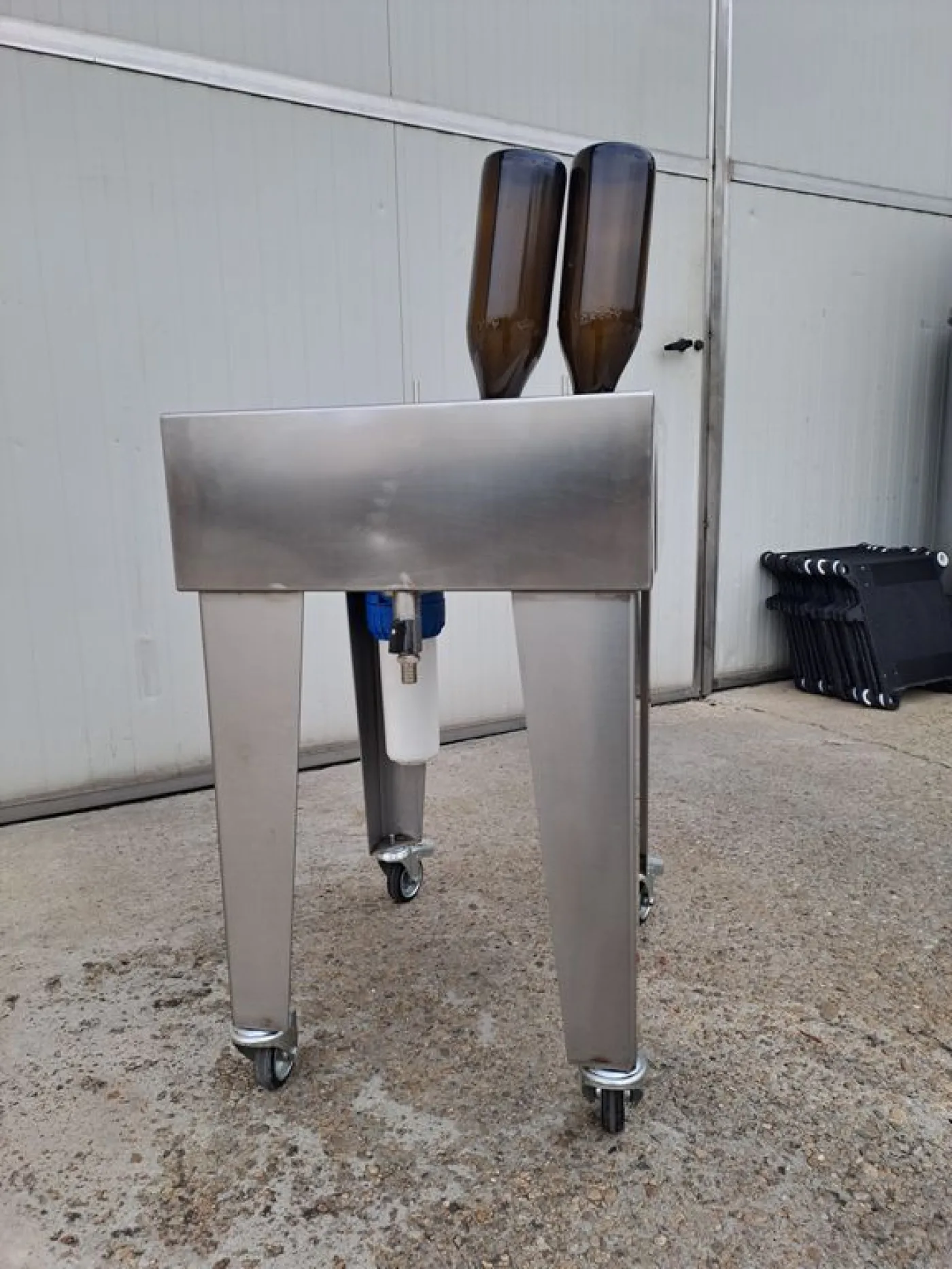 STAINLESS STEEL SEMIAUTOMATIC RINSING MACHINE, “MOD MF” WITH 2 WATER RINSING NOZZLES, SECOND HAND MACHINE - 3