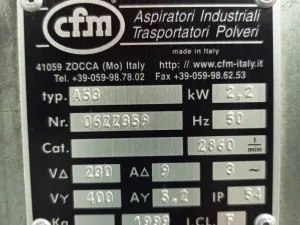ASPIRATORE INDUSTRIALE PER POLVERI – CFM – MOD. A53