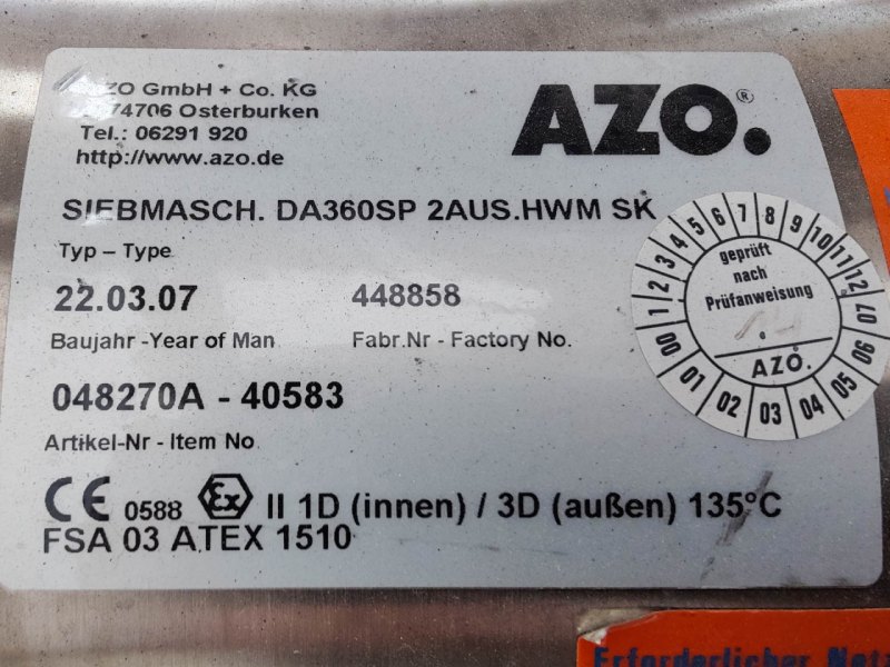 AZO DA-360 SP - Rotating sieve