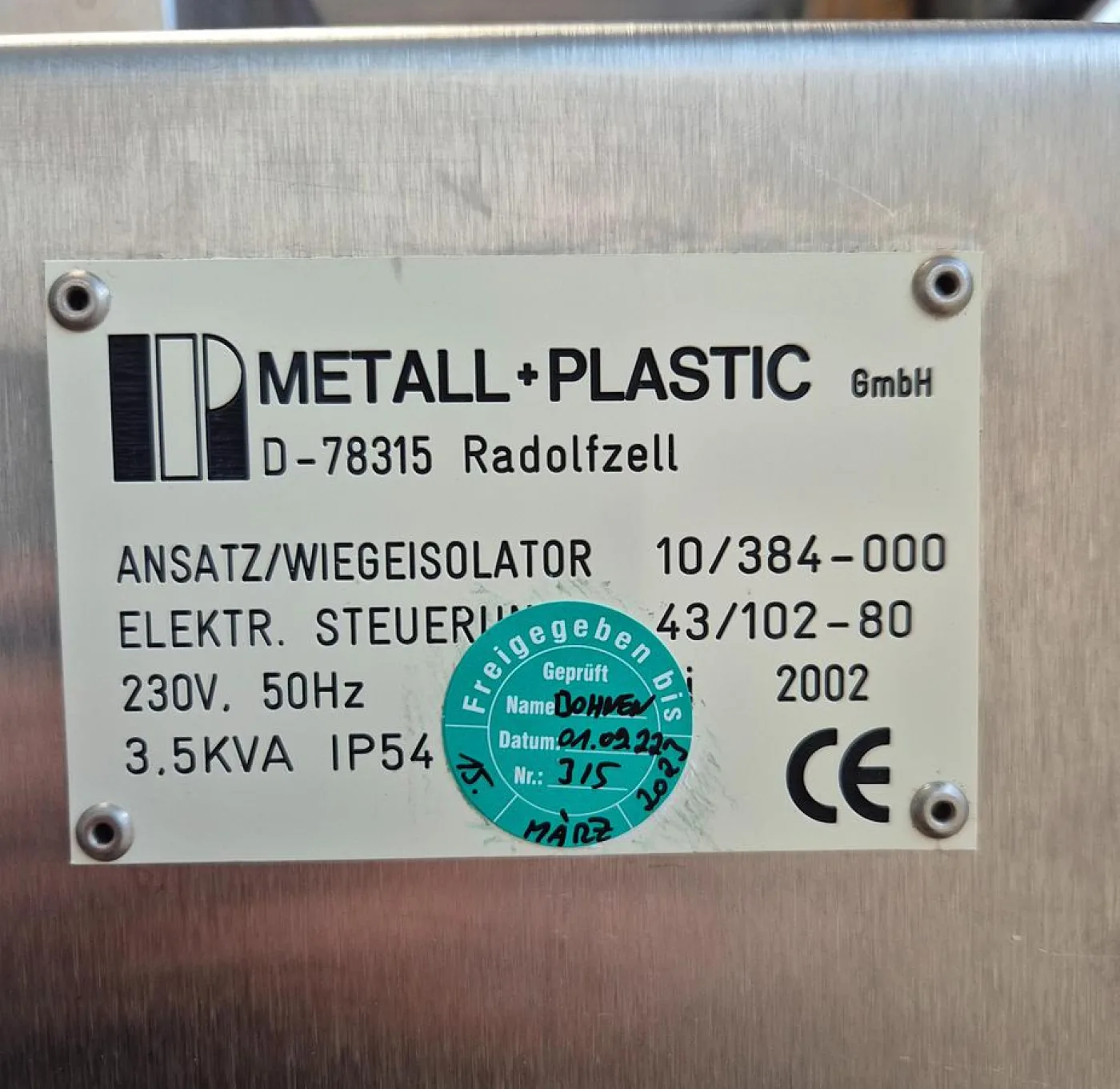 Metall + Plastic Wiegeisolator 10/384-000 - 5
