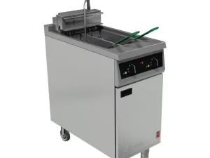 Falcon 400 Series Twin Pan Twin Basket Electric Fryer with Single Filtration & Fryer Angel - islandcatering
