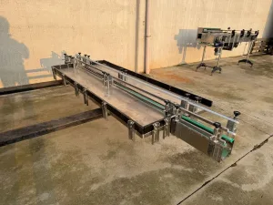 STAINLESS STEEL CONVEYOR BELT WITH BILATERAL TABLE, SECOND HAND EQUIPMENT