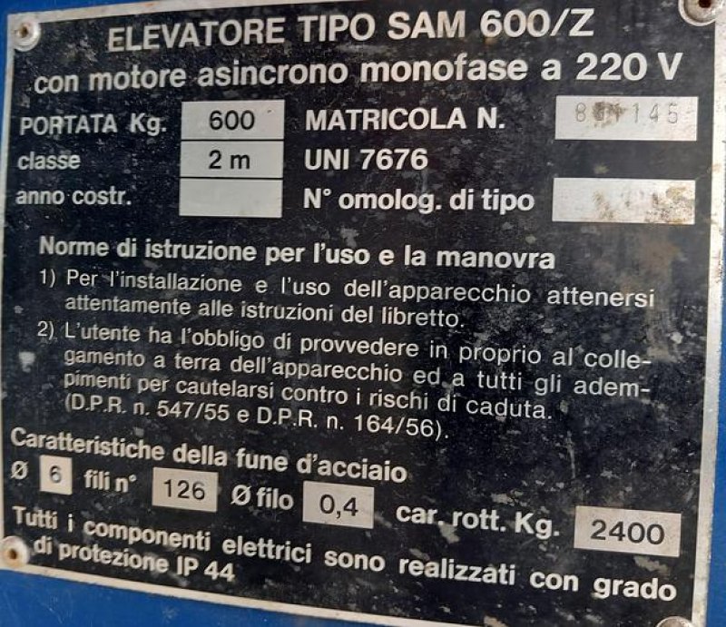 Guincho elétrico de 600kg